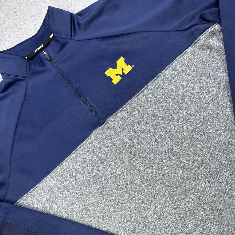 Michigan Wolverines Pullover Mens Medium Navy NCAA Football Quarter Zip Nike